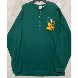 Vintage Disney Store Men's Henley Thermal Shirt Winnie The Pooh Tigger Sz Large